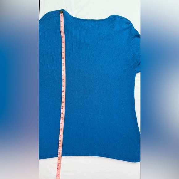 Chico’s Design Vibrant Turquoise Blue V-Neck Sweater Long Sleeve Size Large - Picture 7 of 7